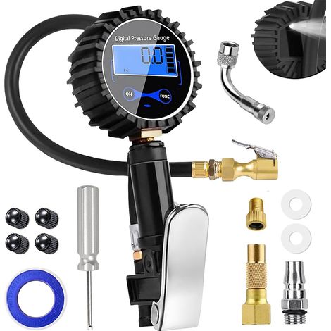 3200 PSI Air Pressure Checker and Tyre Inflator Set, Calibrated Digital Tire Inflator with 20 Pieces Accessories, Multifunctional Digital Pressure Gauge with LCD Display for (1/5)