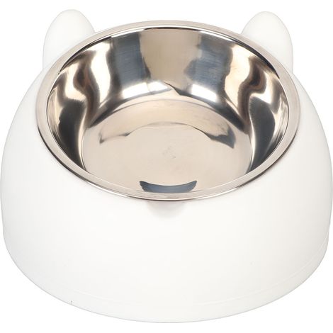 Gamelle surélevée et inclinable en acier inoxydable 304 de qualité alimentaire, d'une capacité de 200 ml, pour chats et chiens (blanche). (1/5)