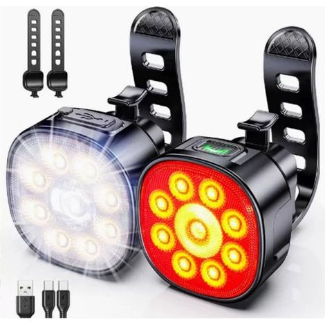 Juego de luces para bicicleta con 8+12 modos de luz,potentes luces LED USB recargables para bicicleta con clasificación de impermeabilidad IP65 (1/5)
