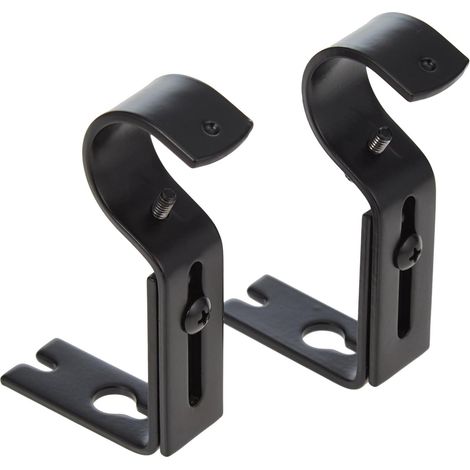 Basics Support mural réglable pour tringle à rideau, Lot de 2, Noir (1/5)