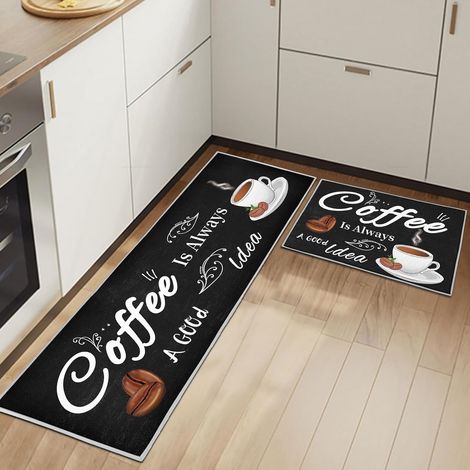 Lot de 2 tapis de cuisine, antidérapants, imperméables, confortables, caoutchouc 6mm, pour maison et bureau