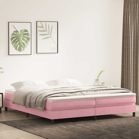 Boxspringbett mit Matratze Rosa 180x210 cm Samt