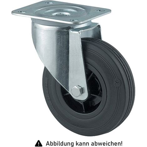 Rollcart Vollgummi-Lenkrolle Ø80x30mm in schwarz 50kg Tragkraft mit Kunststoff-Felge