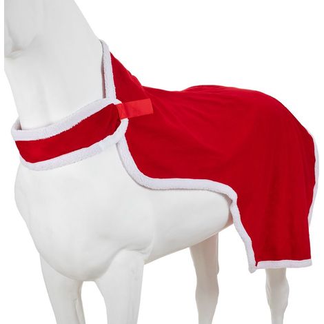full, Rosso: Coperta per cavalli collezione Natale in  feltro rosso e bianco da usare sotto la sella (1/5)
