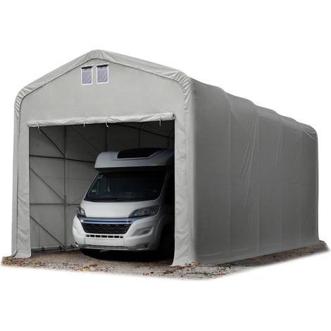 5x20m tente-garage de stockage, porte 4,1x2,5m, toile PVC d'env. 550 g/m²