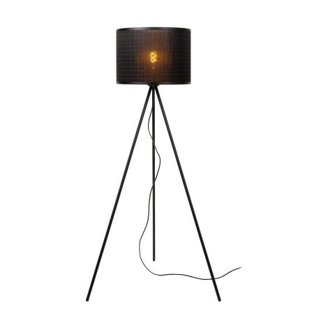Lampada da terra Lucide Tagalog nera rattan E27 142cm