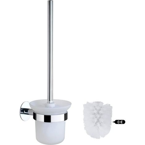 Brosse de toilette, brosse de toilette et porte-balai, ensemble de brosses de nettoyage de salle de bain, brosse de toilette en acier inoxydable et verre argenté (montage mural) (1/5)