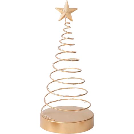 Métal Arbre De Noël Hélicoïde Décoration Festive Avec Barre Lumineuse Et Étoile Pour Salle À Manger Salon (1/5)