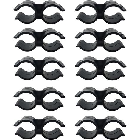 Paquete de 10 bridas de plástico dobles para estanterías, conectores de cadena, paneles de valla y accesorios de fijación, color negro. (1/5)