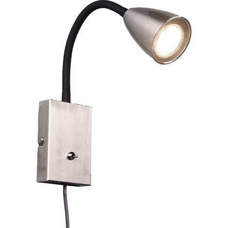 Flexible Leselampe WANDA, Wandleuchte mit & ohne Stecker, Silber matt (1/5)