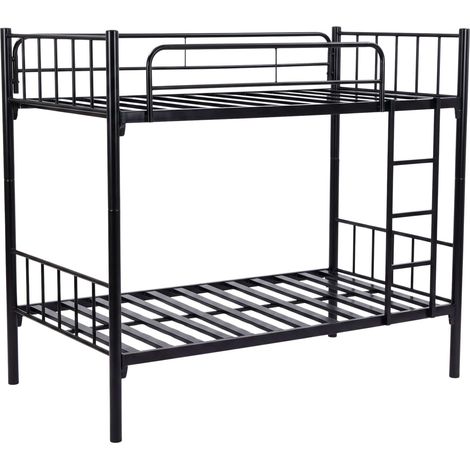 Litera Juvenil 90x190 cm Desmontable, Estructura Metal, Litera Doble con Escalera Cathy, Convertible en 2 Camas Negro (1/5)