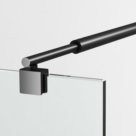 Stabilisateur de douche rétractable 73-123 cm Noir mat, tige de maintien en acier inoxydable pour épaisseurs de verre 8-10 mm pour séparation de douche walk-in, paroi de douche, cabine de douche (1/5)
