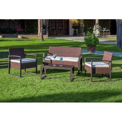 ENSEMBLE ACIER/ROTIN SYNTHÉTIQUE KENYA - 4 PCS