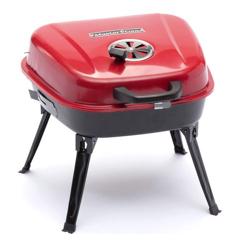 Barbecue Portatile a Carbone Carbonella 48x47x37 cm in Acciaio Rosso e Nero (1/2)