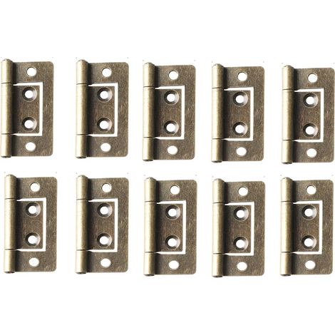(Bronze - Chine continentale) Lot de 10 charnières métalliques vintage 38 x 21 mm pour portes, meubles et autres objets de quincaillerie. Outil idéal pour la fabrication de boîtes à bijoux ou en bois. (1/5)