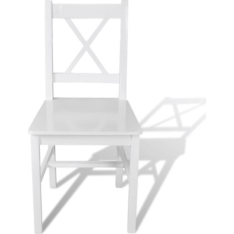 Lot de 2 Chaises de salle à manger - Chaises de cuisine blanc bois de pin (1/5)