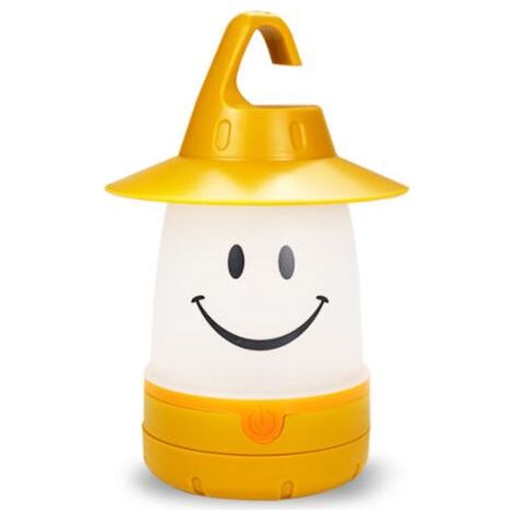 FENOPLASTICALampe visage souriant, accessoire créatif pour tente d'enfant, lampe de camping, jaune, piles non incluses (1/5)