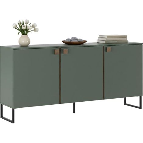 Credenza Carvico, Madia 3 Ripiani, 6 Vani, 3 Ante, 184x40x86h cm Verde