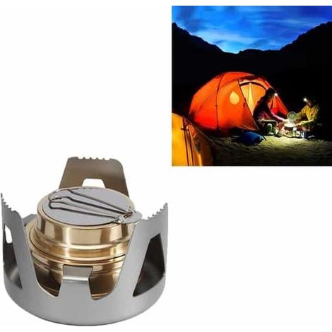 Réchaud à alcool pour le camping, réchaud à alcool liquide par évaporation, mini réchaud à alcool, réchaud à alcool portable et créatif (gris)
