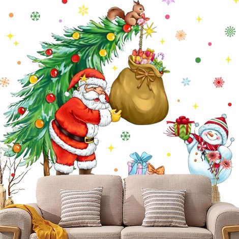 Decoraciones navideñas de pared, pegatinas removibles para ventanas, ideales para fiestas y reuniones. Decoraciones navideñas para baño, dormitorio, refrigerador, puertas, jardín y coche. (1/5)