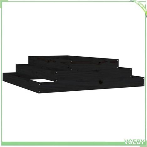 Jardinière en bois - FAFEICY - 823903 - Pin massif - 3 profondeurs - 110x110x27 cm - Noir (1/5)