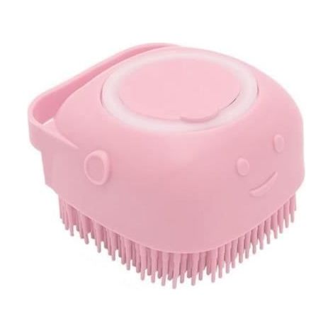 Brosse de bain pour chien et chat en caoutchouc de silicone, Brosse de massage en silicone pour chiot, Brosse de Bain en (Rose) (1/4)