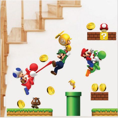 Stickers Mario 30 x 60 cm, synthèse automatique, fresque murale, nouveau design créatif (1/4)