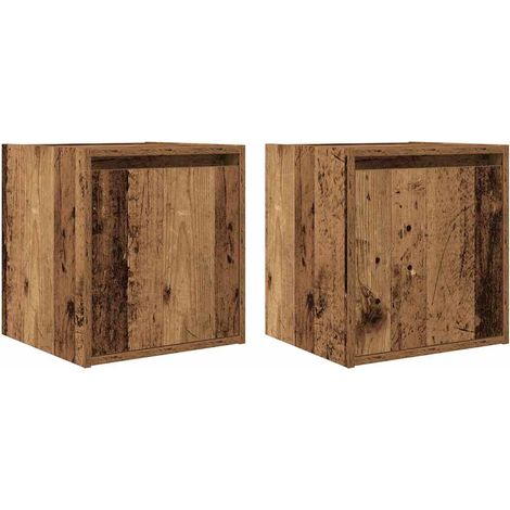 Maison Exclusive - Comodini a Muro 2 pz Legno Antico 38x34x40 cm (1/5)