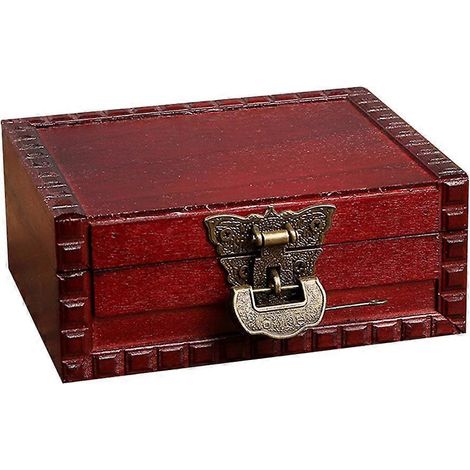 Boîte à bijoux en bois décorative, étui à bijoux, organisateur de rangement pour colliers et bagues.-14.5X11X6CM (1/3)