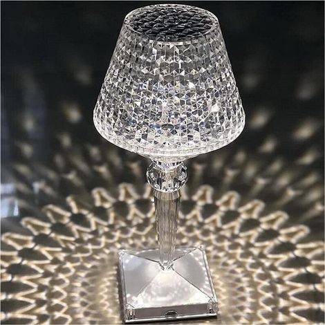 Vtizikl Lampada Da Tavolo In Cristallo Senza Fili Usb Ricaricabile Touch A 3 Vie 28x12cm - (1/4)