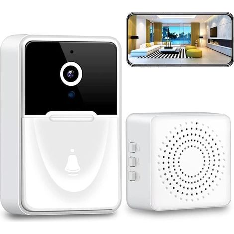 Générique Sonnette sans Fil avec caméra, Sonnette caméra1080p,Surveillance de Vision Nocturne HD,interphone à Domicile,Support de sécurité Intelligent,Sonnette vidéo WiFi pour appels vocaux (1/5)