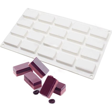 Moule en silicone pour portions individuelles, rectangulaires, 20 nids, desserts, mousses, pralines (1/4)