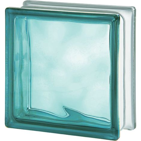 Vetromattone effetto ondulato turchese 190 x 190 x 80 mm confezione 6 pezzi