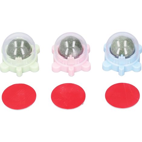 Lot de 3 Balles à Herbe à Chat Rotatives 360° Favorisant Digestion et Dentition Jouet Comestible pour Chat avec Pastilles Adhésives (1/5)