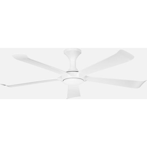 ABRILA - Ventilador DC Vinaros 18W 5 Aspas 6 Velocidades LED Integrado 3 Temperaturas de Luz Control Remoto 30x144x144 cm Blanco