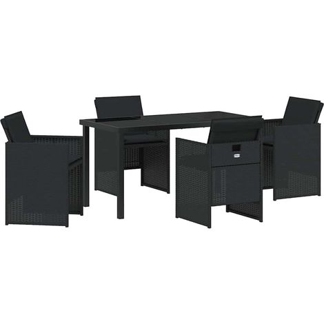 Maison Exclusive - Conjunto de Comedor de Jardín 5 uds. Negro rat (1/5)