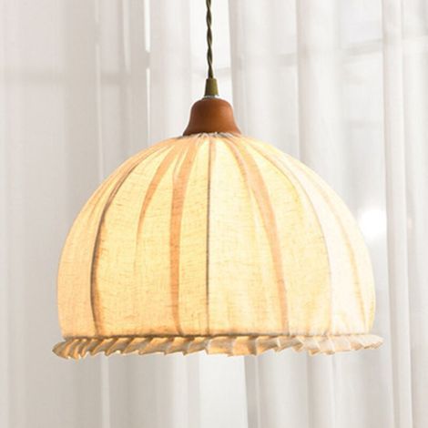 Lustre de tête de lit en coton et lin, petit lustre décoratif à tête unique, lustre E27, hauteur réglable, abat-jour en tissu, style nordique, salon, cuisine, couloir, 30 cm (1/5)