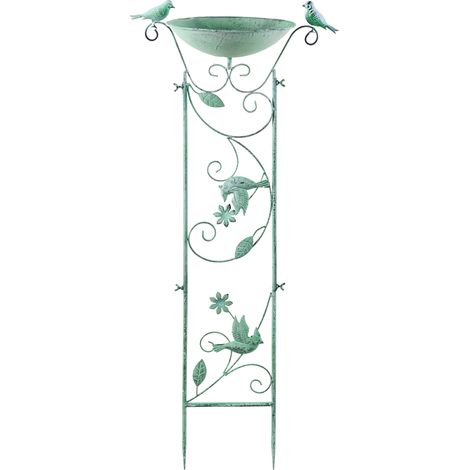 Bebedero para pájaros de jardín pileta de exterior de hierro estilo antiguo decorativo verde Basco (1/5)