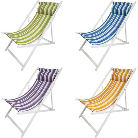 Lot de 4 Chiliennes Bayadère - Pliables Multicolores - 62,5 x 94 x H 95 cm - Livraison gratuite