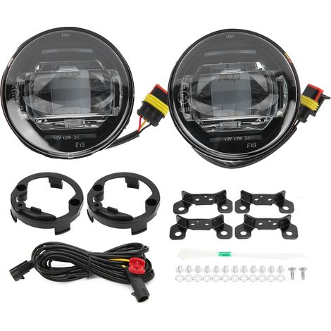 Paire de phares antibrouillard LED avant avec accessoires de montage, boîtier robuste universel, démarrage rapide