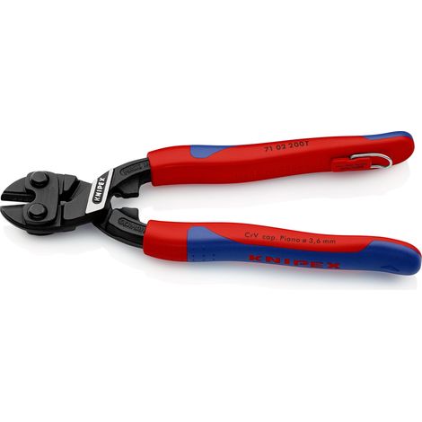 KNIPEX 71 02 200 T BK CoBolt® Tronchese a doppia leva rivestiti in materiale bicomponente, forma affusolata, con anello di fissaggio incorporato per agganciare una protezione anticaduta atramentata ne (1/2)