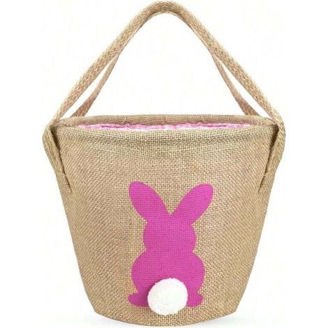 Panier de jeu de chasse aux œufs de Pâques pour enfants, sac de décoration de panier de Pâques en jute, fournitures de fête de jeu de Pâques pour enfants garçons et filles - Vert