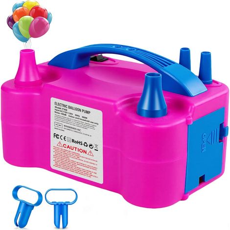 Pompe à ballon électrique avec double buse et 2 outils de ligature  gonfleur de ballon portable 110V 600W pour décoration de fête Noël anniversaire guirlande arc (1/5)