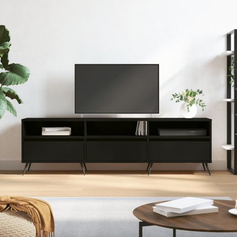 vidaXL Meuble TV noir 150x30x44,5 cm bois d'ingénierie (1/5)