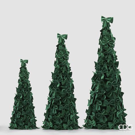 EDG Enzo De Gasperi Decoro Cono con Fiocchi di Natale H 150 Cm D 55 Cm 3 Pz Green