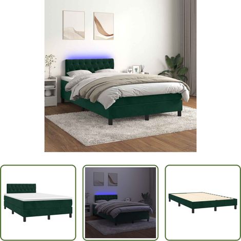 Sommier tapissier -  Sommier à lattes de lit avec matelas LED Vert foncé 120x200 cm (1/5)