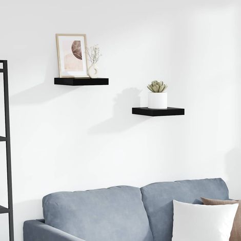 vidaXL Floating Wall Shelves 2 pcs High Gloss Black 23x23,5x3,8 cm MDF (1/5)