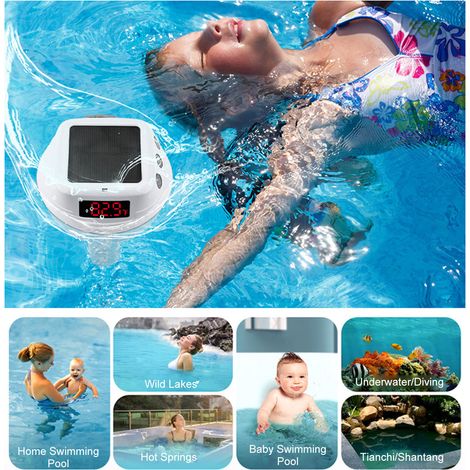 Termometro per piscina con doppia modalità di ricarica: solare, display LED ad alta precisione, illuminazione ambientale RGB, funzione timer, blocco di sicurezza per bambini, impermeabilità IP68, colo (1/5)