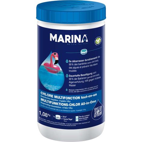 Multifunktions-Chlore 8 Kugeln 135 g Tp2 1,08 kg Multifunktions-Chlore 8 Kugeln 135 g Tp2 1,08 kg - Marina
