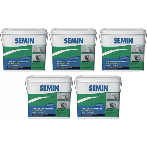 Lot de 5 enduits garnissant au rouleau pour la rénovation des supports très endommagés Semin - intérieur - seau de 10 kg